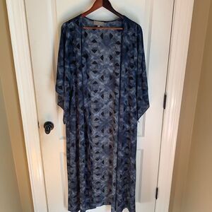 New Asher Blue patterned Long Duster Kimono